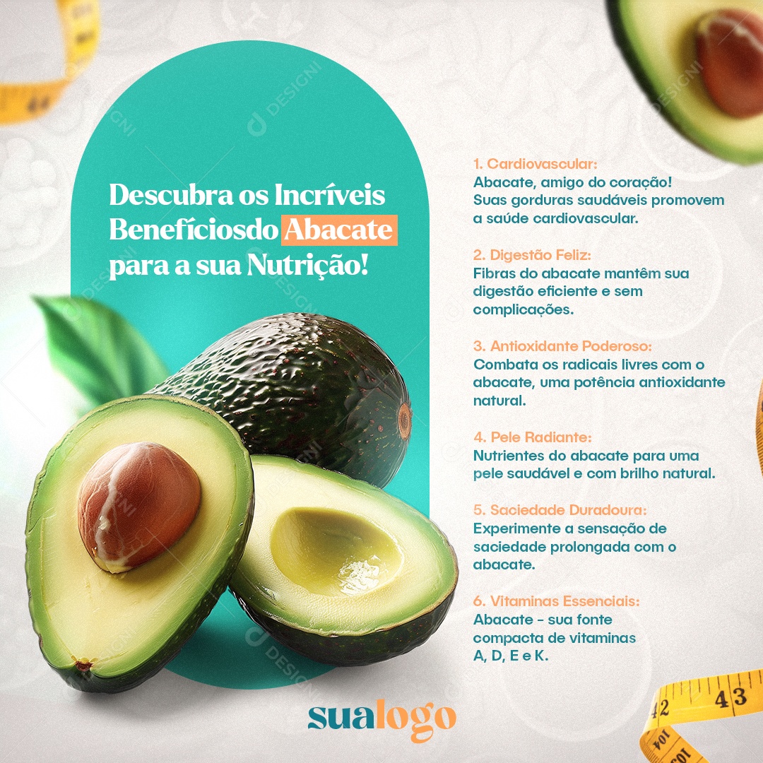 Nutricionista Descubra os Incríveis Benefícios do Abacate Social Media PSD Editável