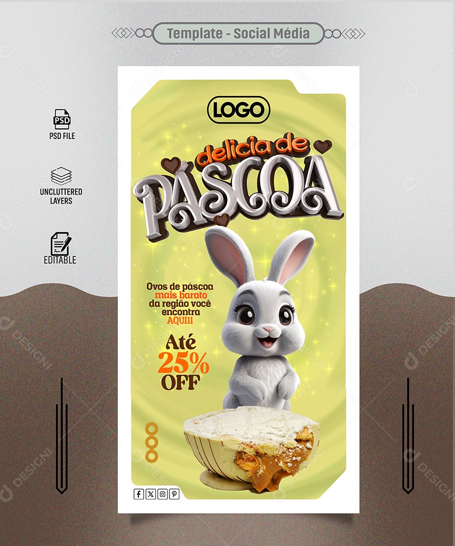 Delicia de Páscoa Ovos mais Baratos da Região Social Media PSD Editável