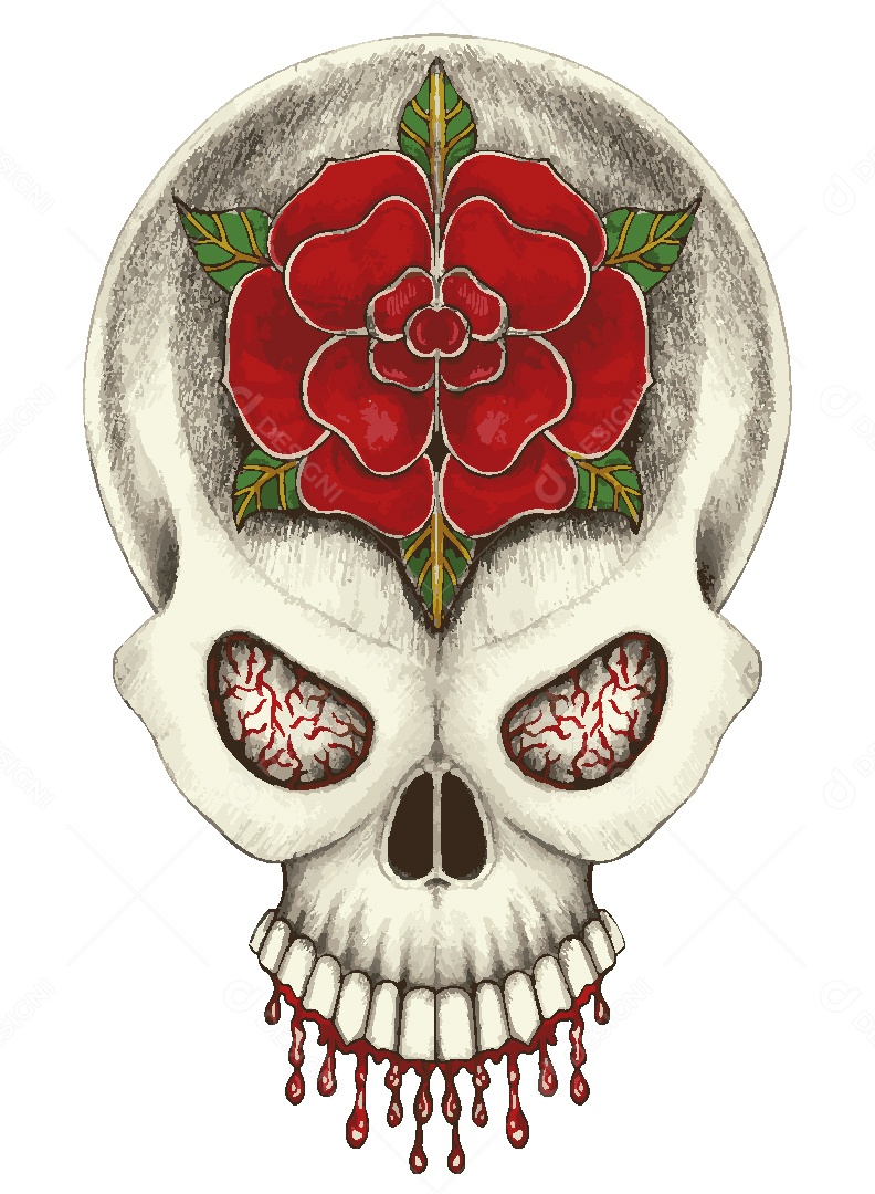 Estampa de Caveira Desenho Vetor EPS