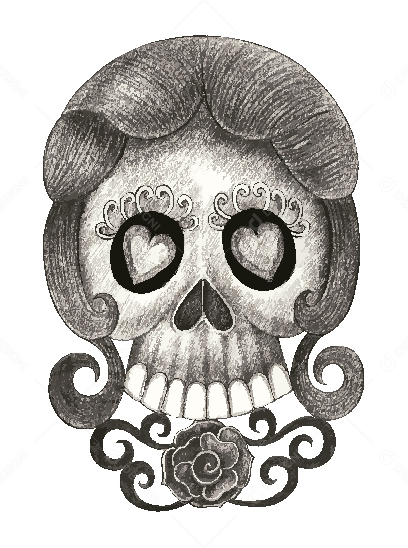 Estampa de Caveira Desenho Vetor EPS