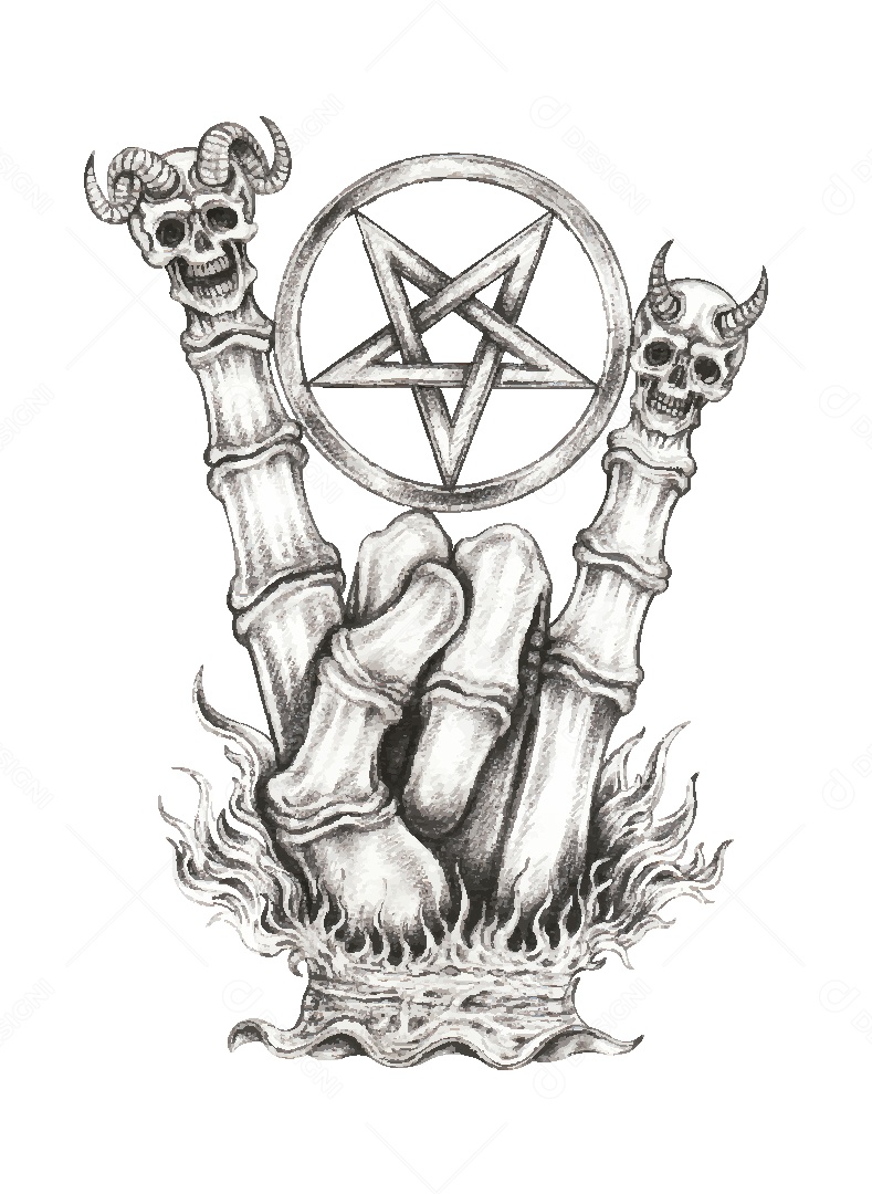 Estampa do Símbolo do Rock Desenho Vetor EPS