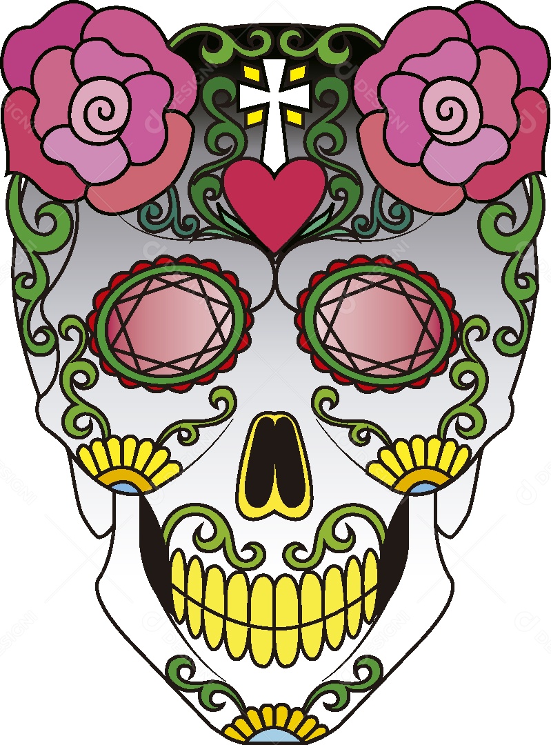 Estampa de Caveira Desenho Vetor EPS