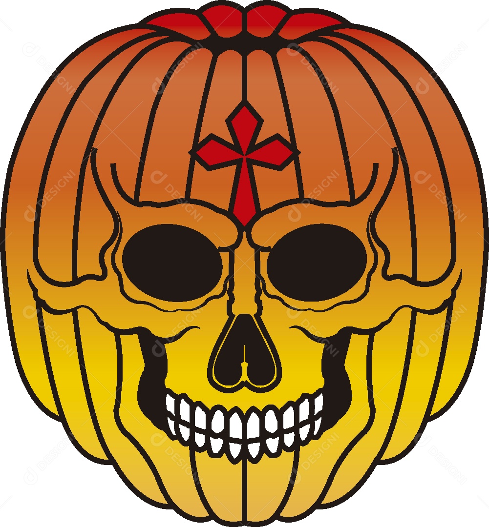 Desenho de Abóbora do Halloween Feito a Mão Vetor EPS