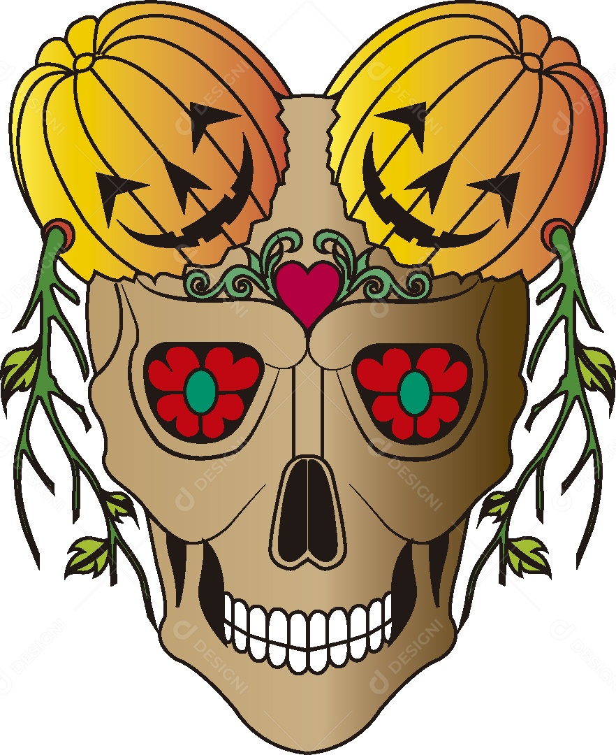 Estampa de Caveira Desenho Vetor EPS