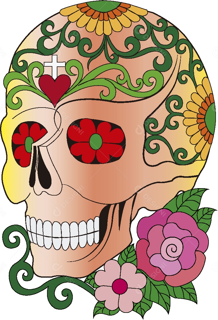 Estampa de Caveira Desenho Vetor EPS
