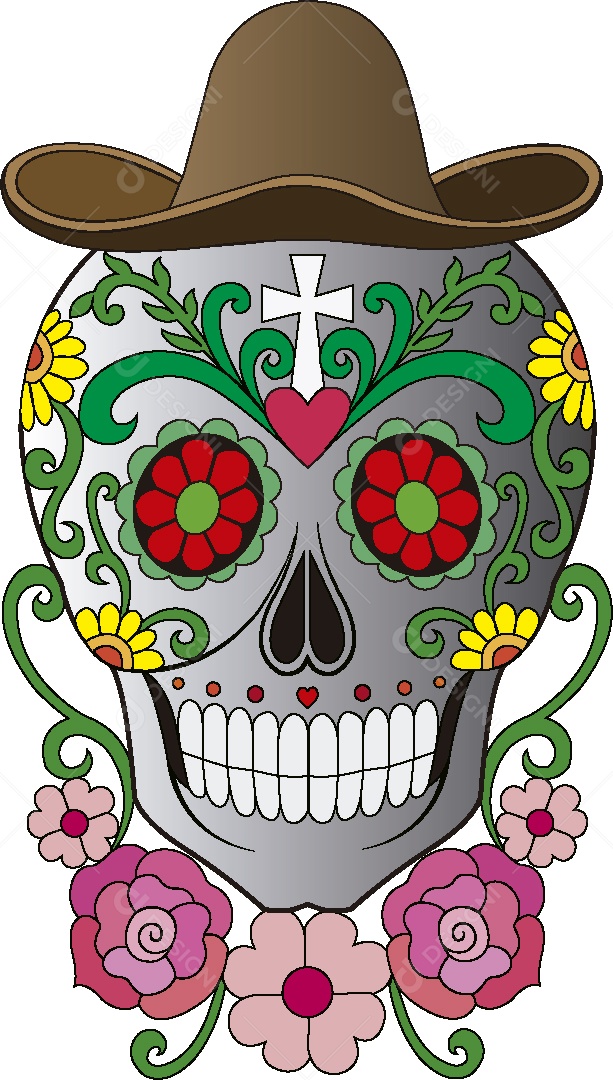 Estampa de Caveira Desenho Vetor EPS