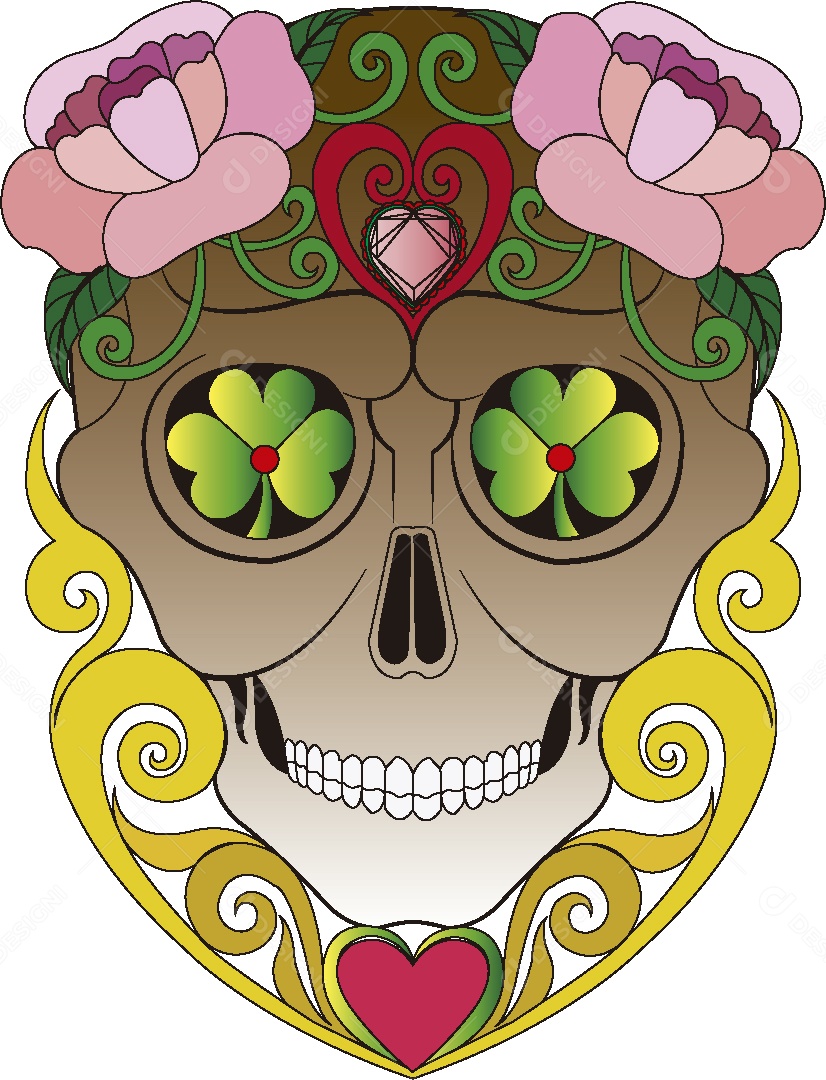 Estampa de Caveira Desenho Vetor EPS