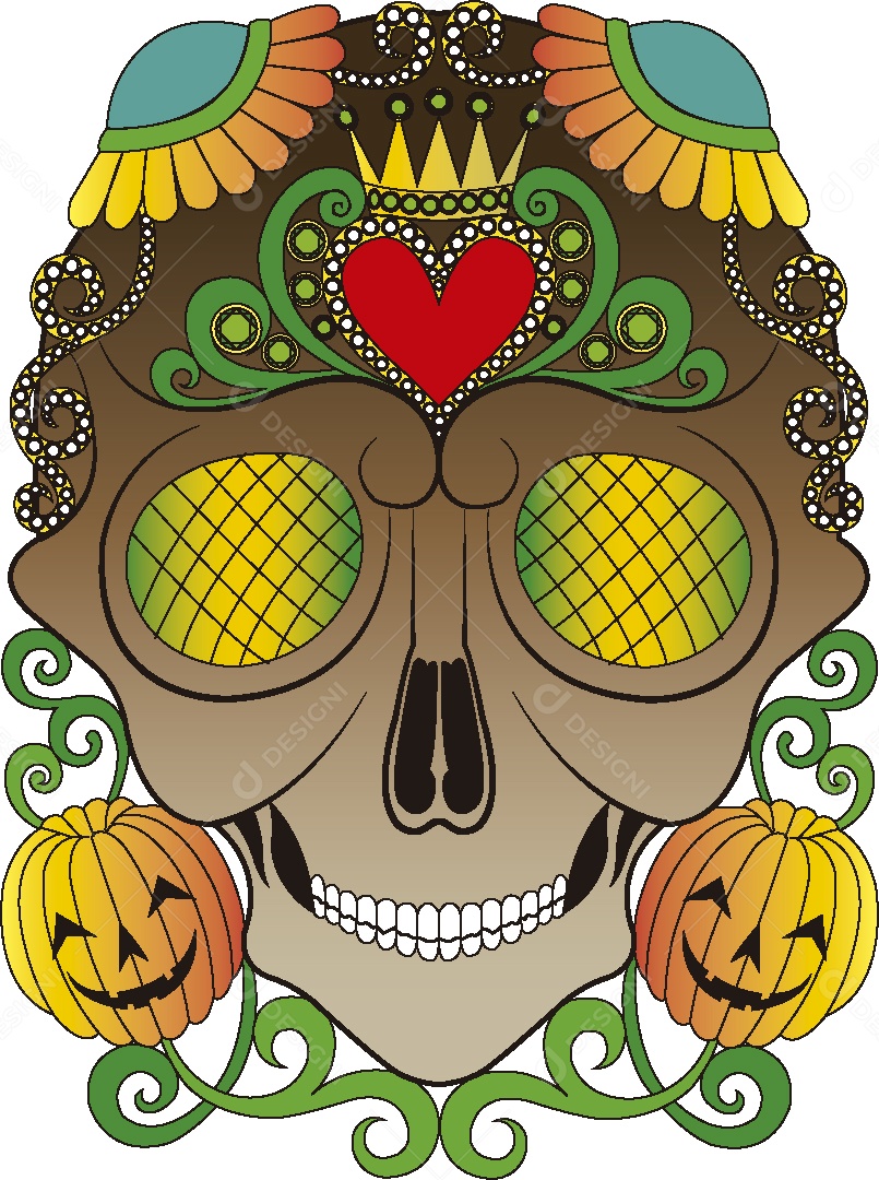 Estampa de Caveira Desenho Vetor EPS