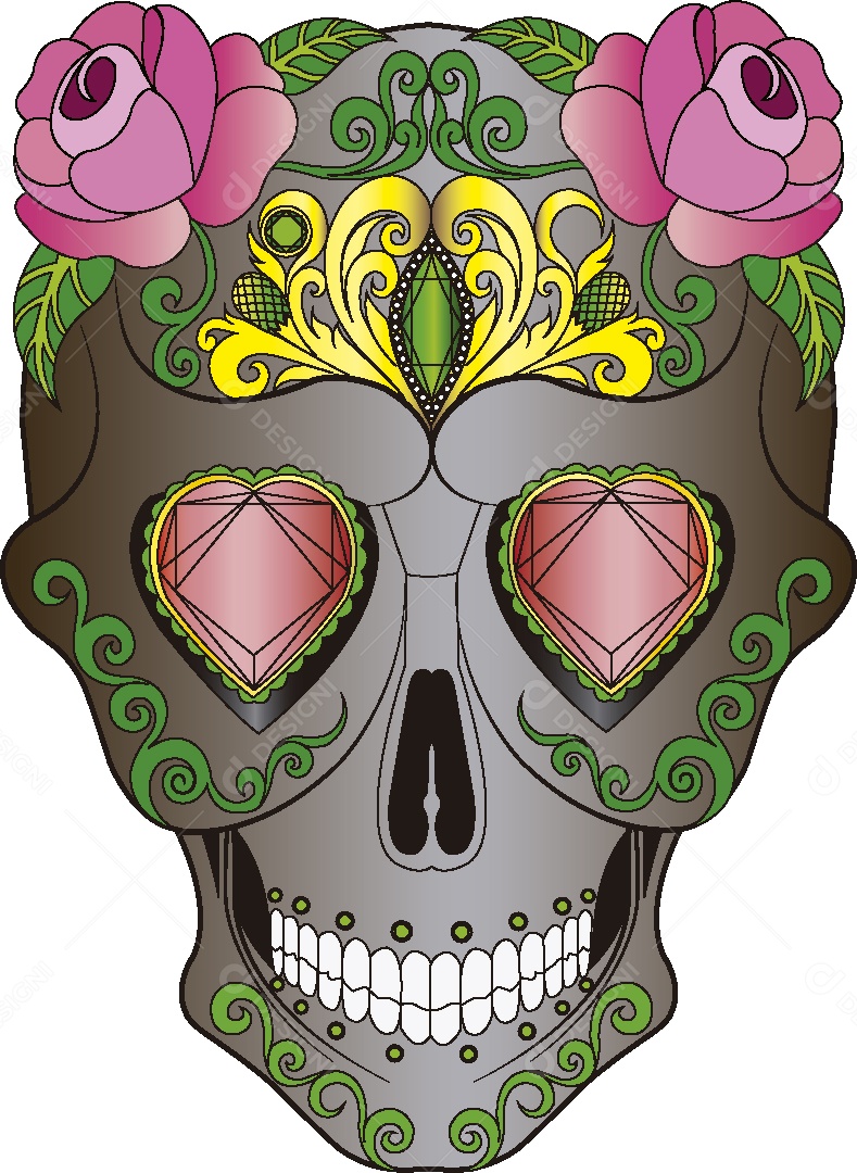 Estampa de Caveira Desenho Vetor EPS