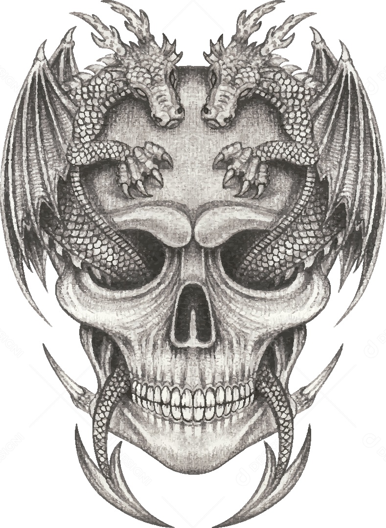Estampa de Caveira Desenho Vetor EPS