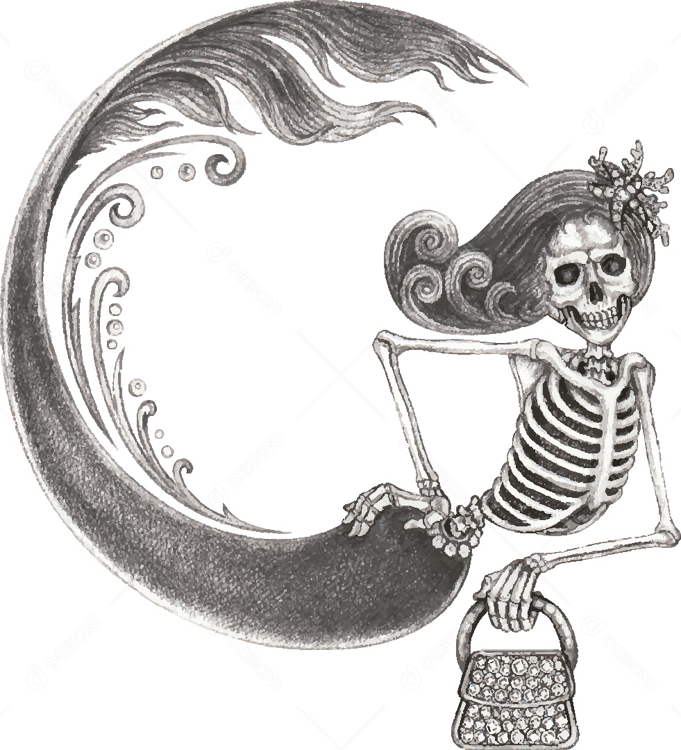 Desenho de Borboleta Caveira Feito a Mão Vetor EPS