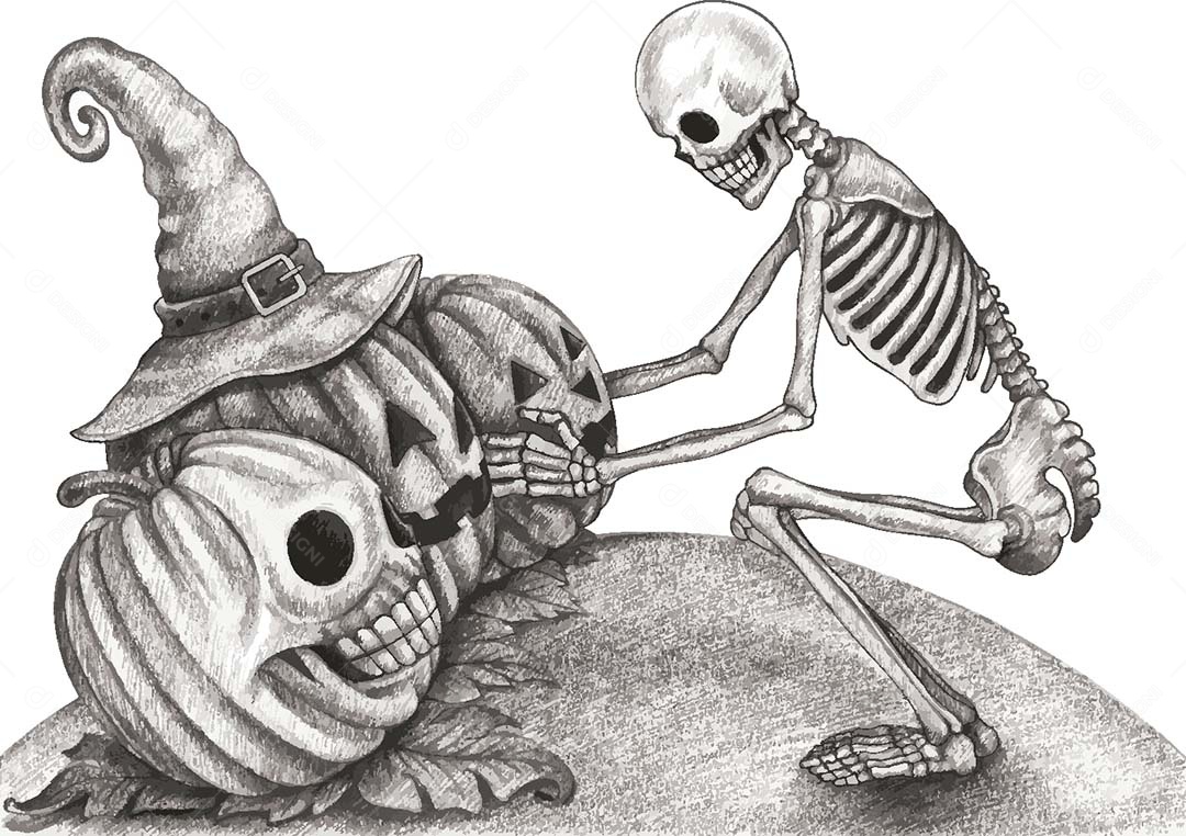 Estampa de Caveira Feminina Ilustração Vetor EPS