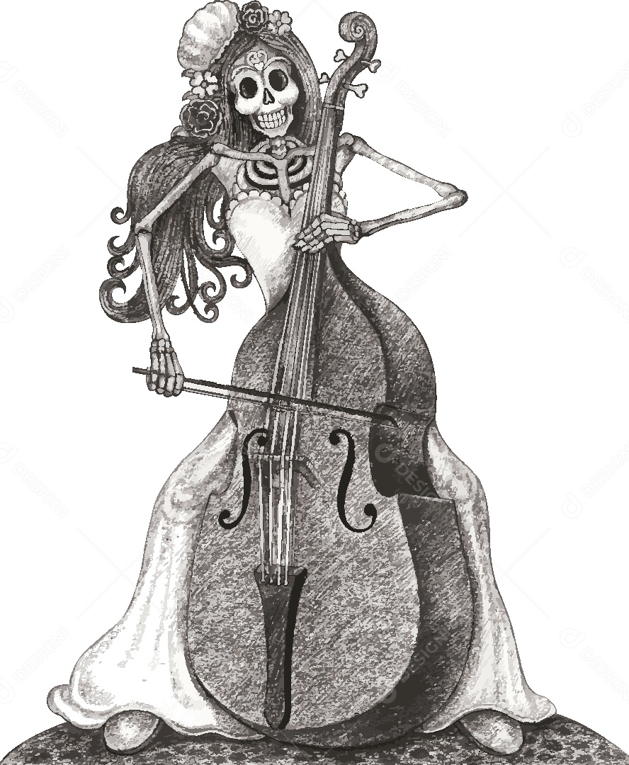 Estampa de Caveira Feminina Ilustração Vetor EPS