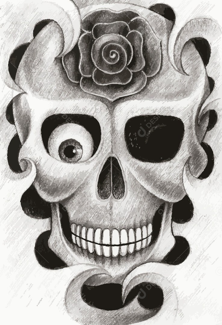 Estampa de Caveira Ilustração Vetor EPS