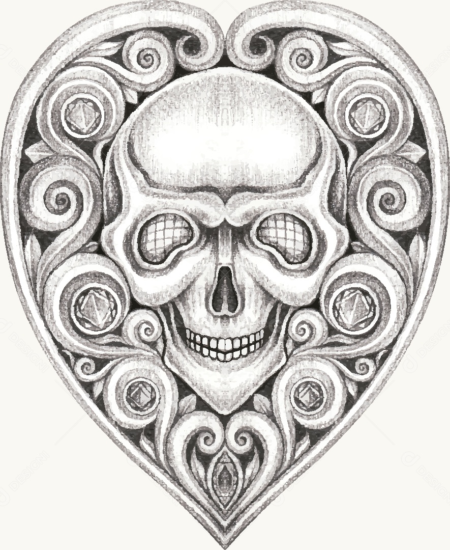 Estampa de Caveira Desenho Vetor EPS