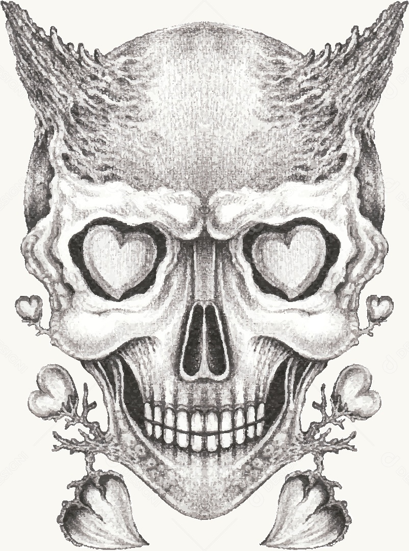 Estampa de Caveira Desenho Vetor EPS