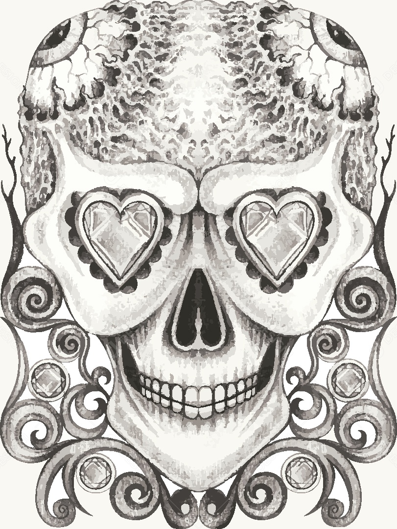 Estampa de Caveira Desenho Vetor EPS