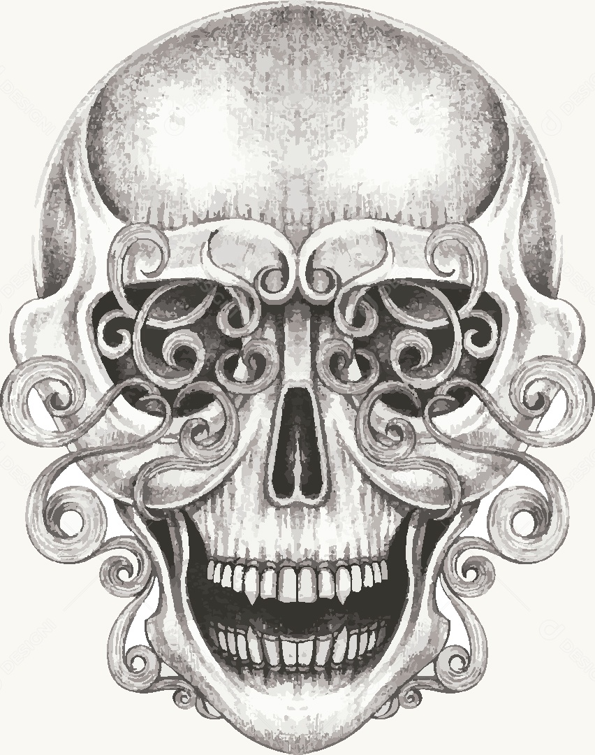 Estampa de Caveira Desenho Vetor EPS