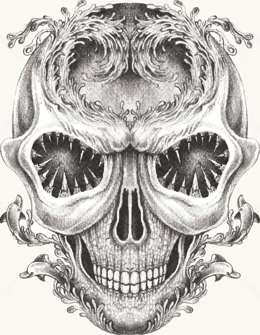 Estampa de Caveira Desenho Vetor EPS