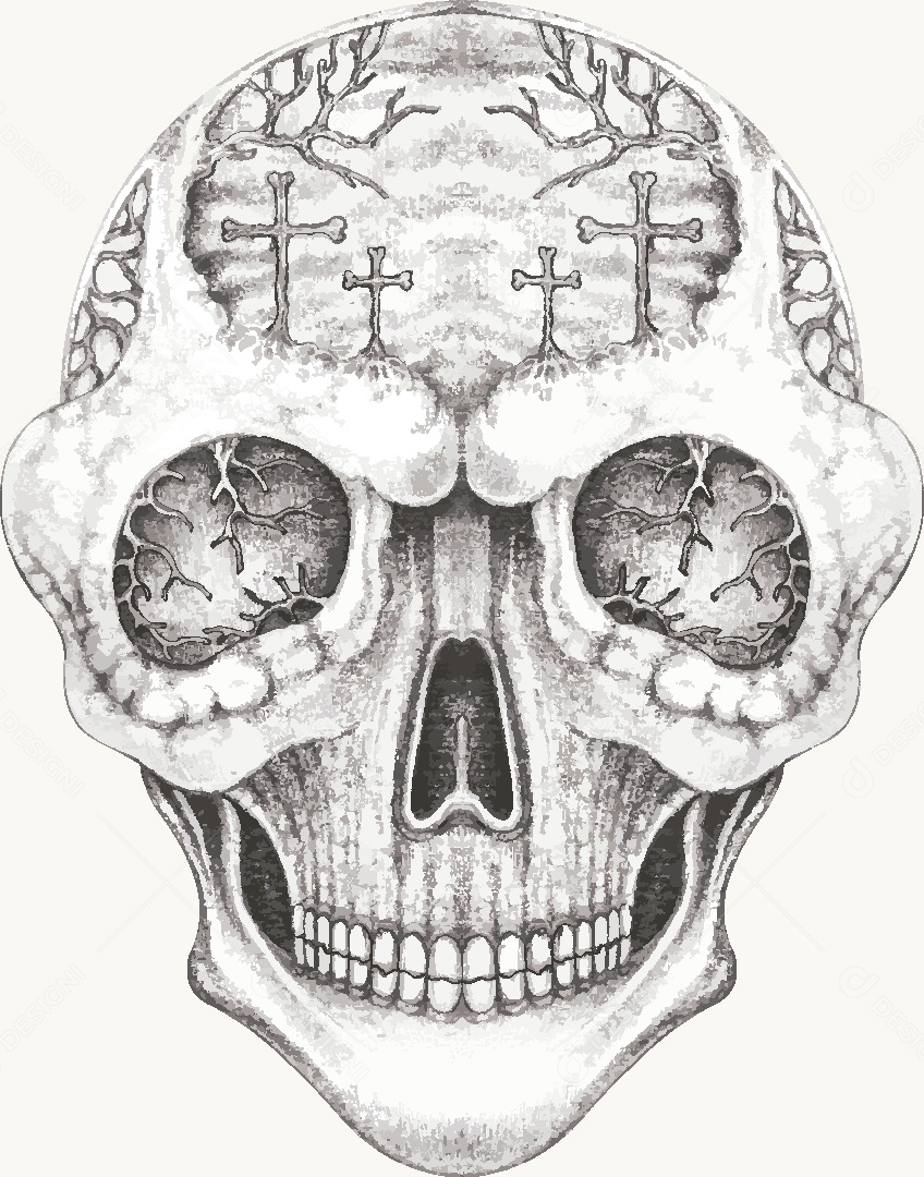 Estampa de Caveira Desenho Vetor EPS