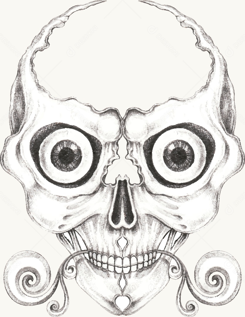 Estampa de Caveira Desenho Vetor EPS