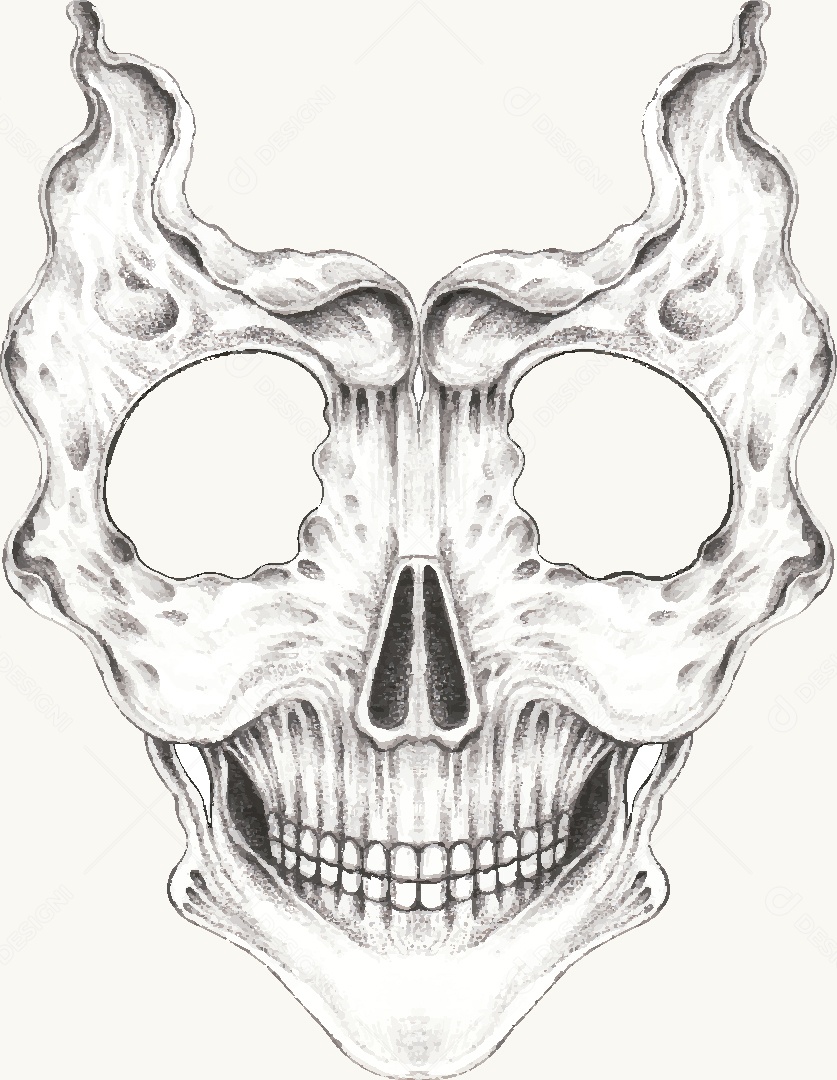 Estampa de Caveira Desenho Vetor EPS