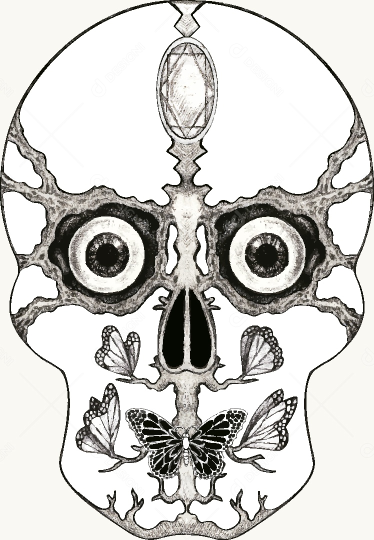 Estampa de Caveira Desenho Vetor EPS