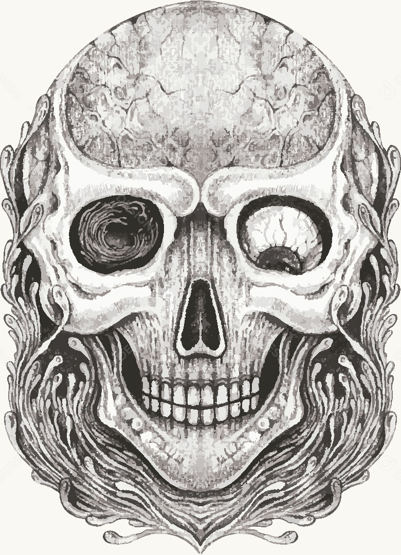 Estampa de Caveira Desenho Vetor EPS