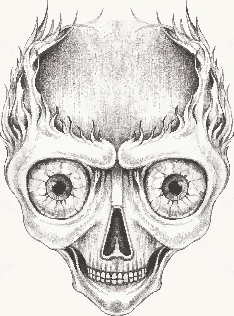 Estampa de Caveira Desenho Vetor EPS