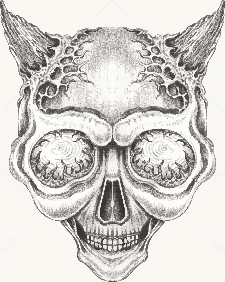 Estampa de Caveira Desenho Vetor EPS