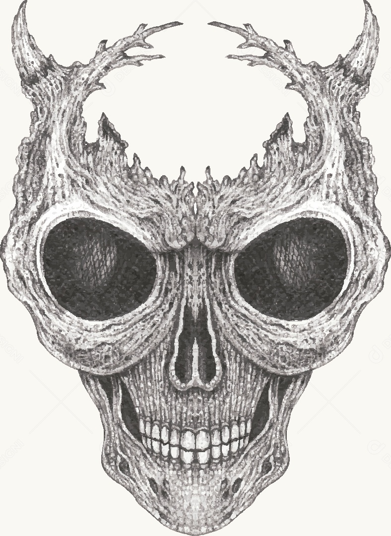 Estampa de Caveira Desenho Vetor EPS