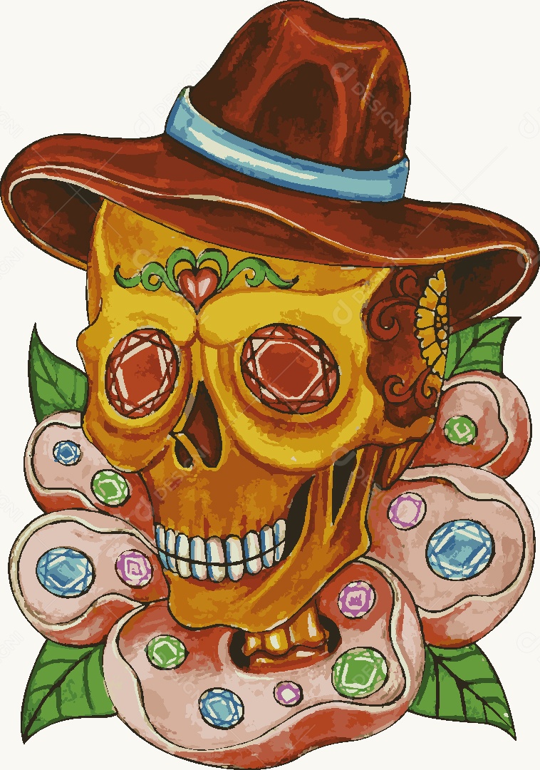 Estampa de Caveira Desenho Vetor EPS