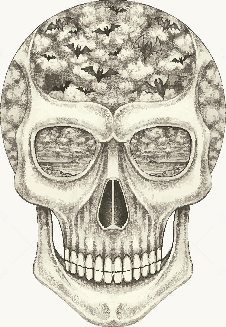 Estampa de Caveira Desenho Vetor EPS