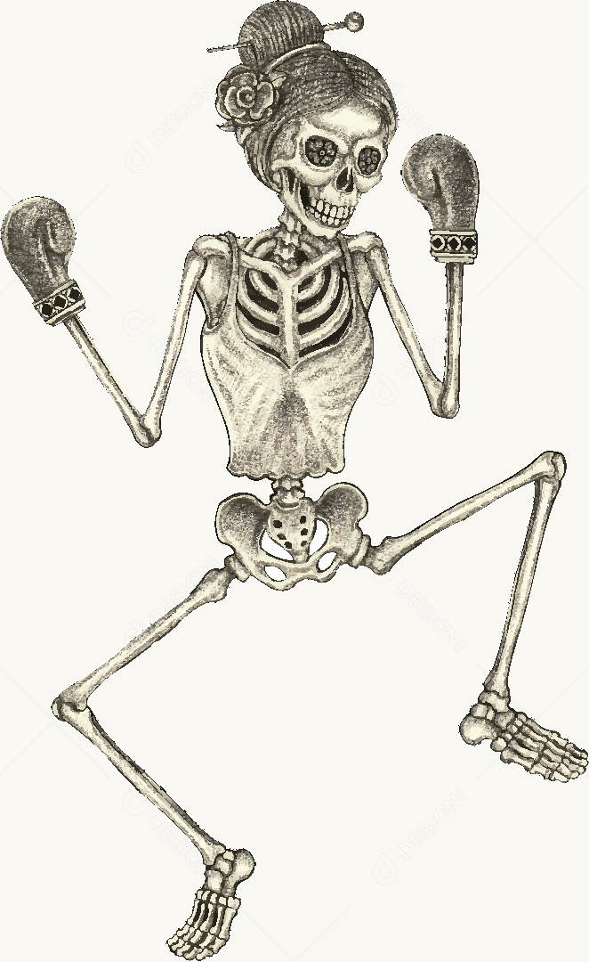 Estampa de Caveira Feminina Desenho Vetor EPS