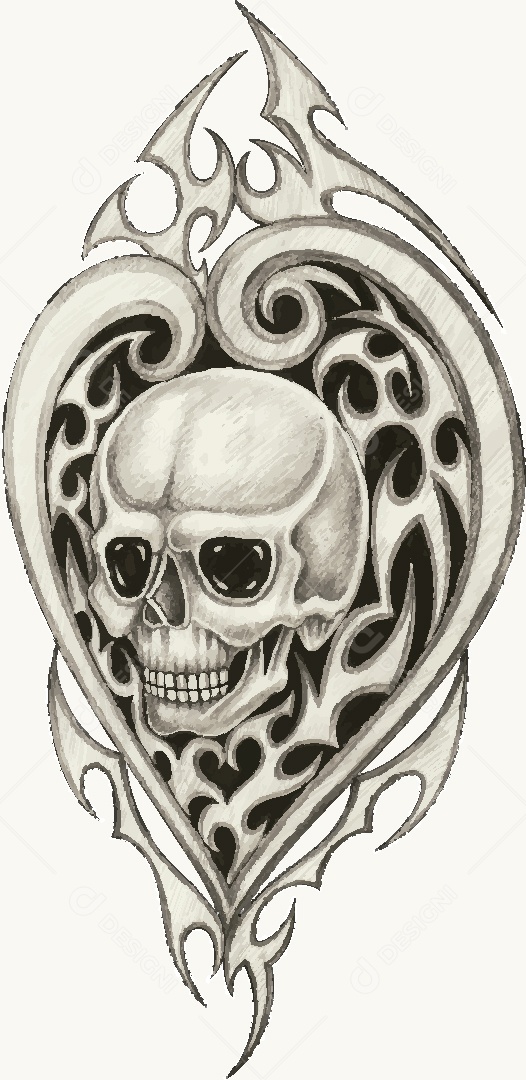 Estampa de Caveira Desenho Vetor EPS