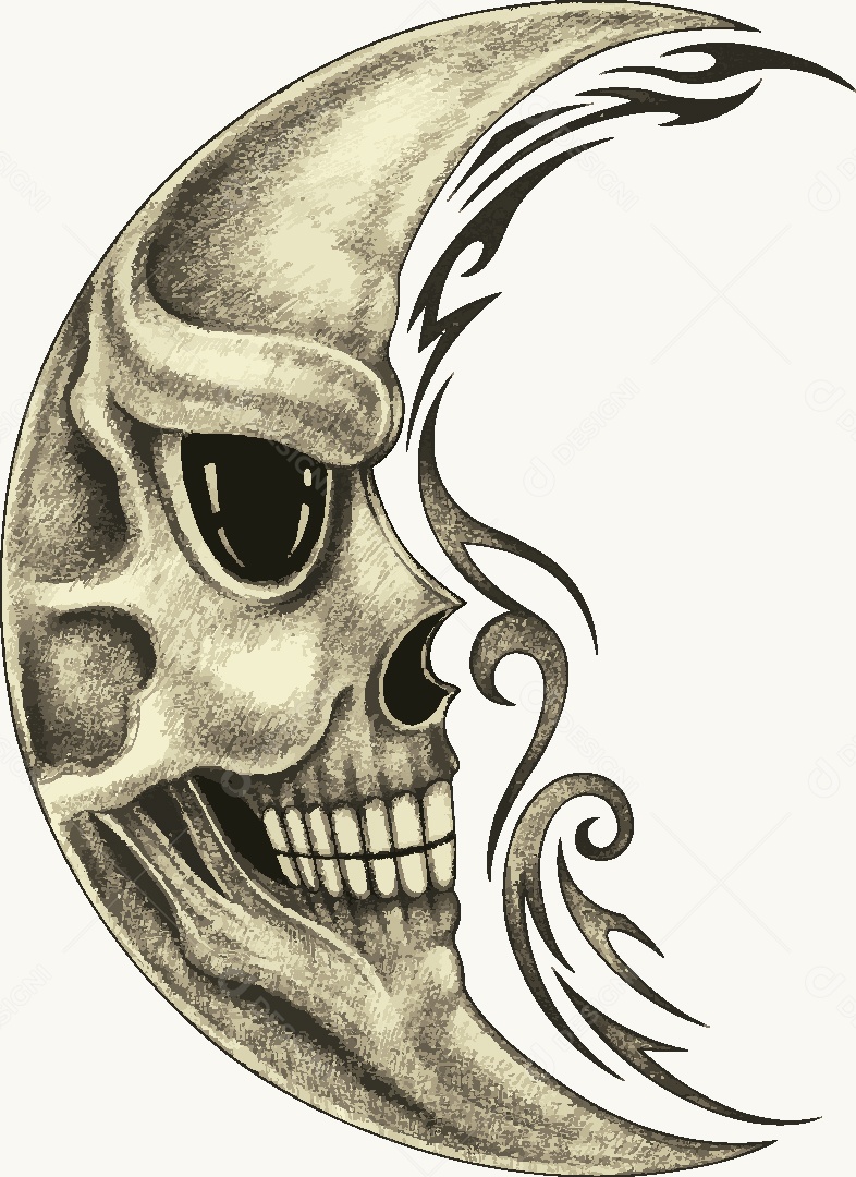 Estampa de Caveira Desenho Vetor EPS