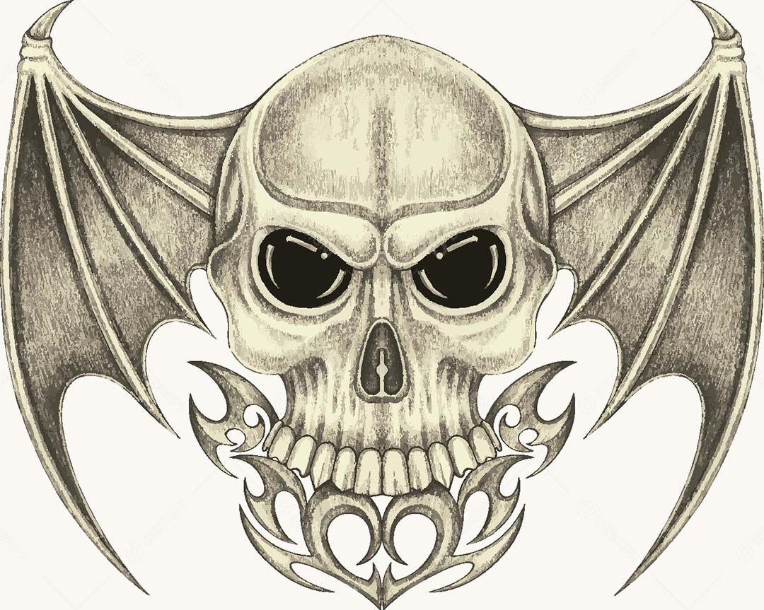 Estampa de Caveira Desenho Vetor EPS