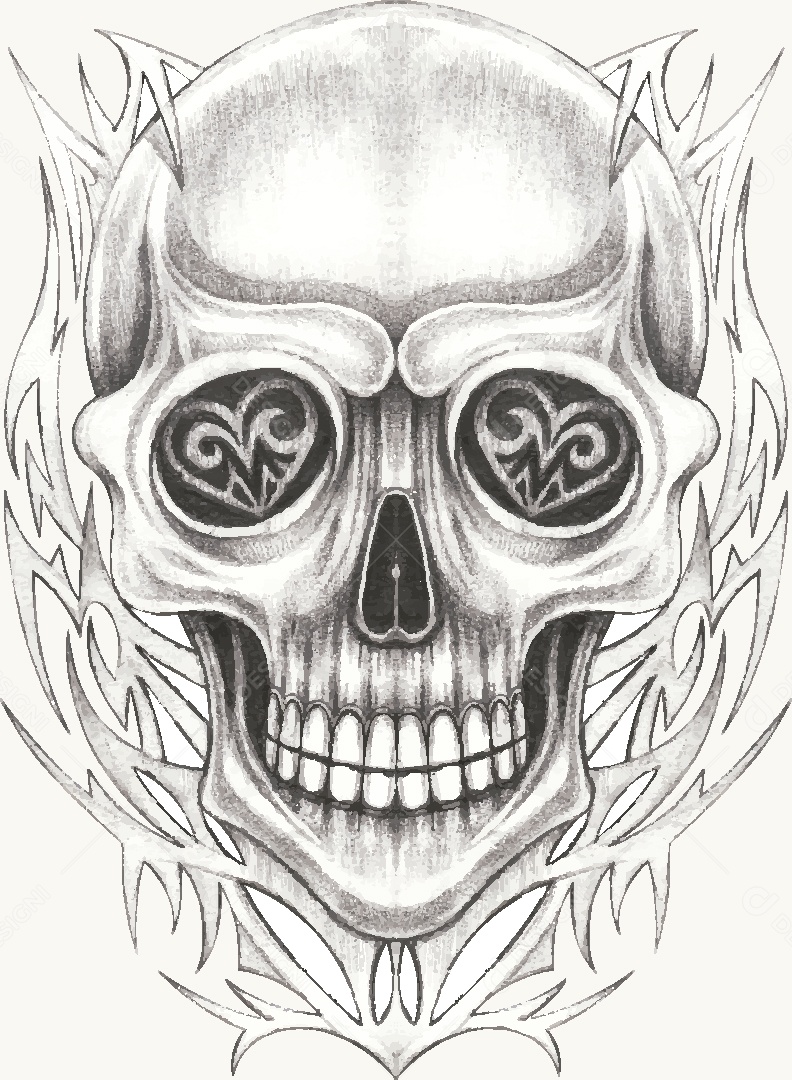 Estampa de Caveira Desenho Vetor EPS