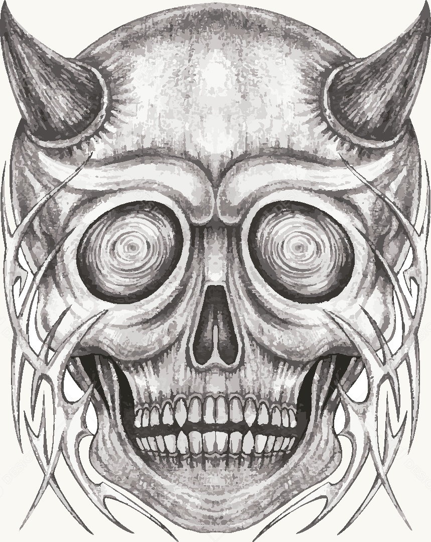 Estampa de Caveira Desenho Vetor EPS