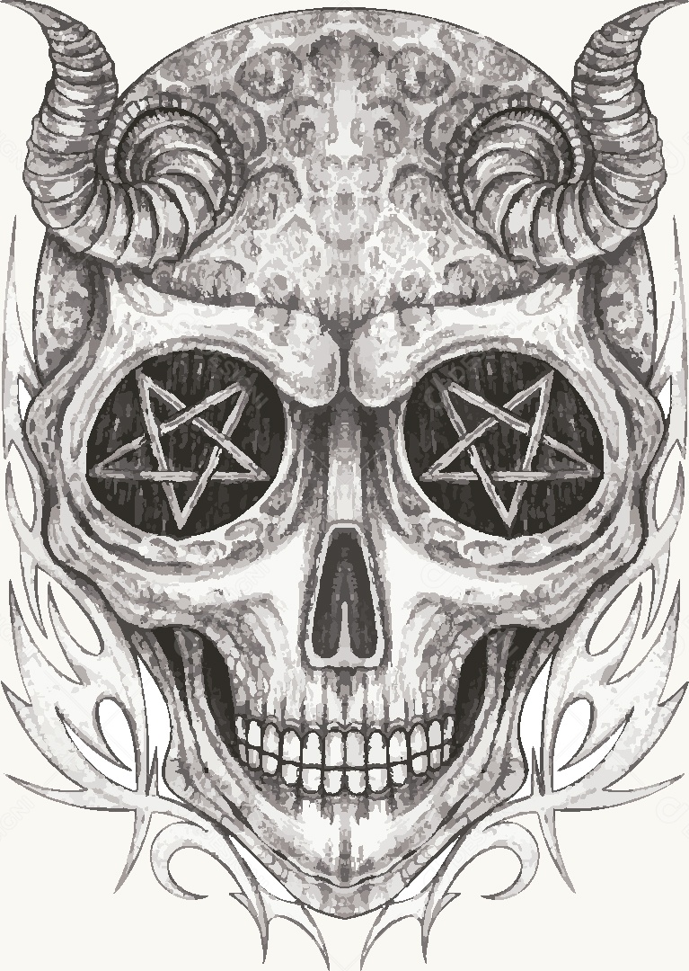 Estampa de Caveira Desenho Vetor EPS