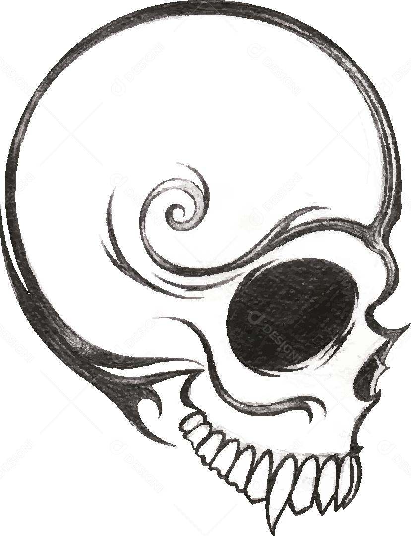 Estampa de Caveira Desenho Vetor EPS