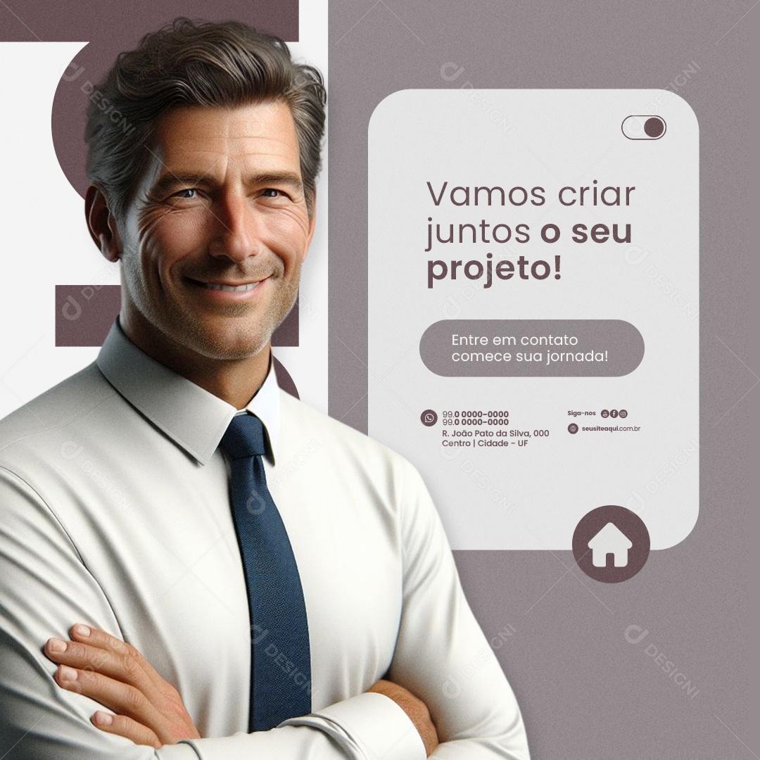 Arquiteto Vamos criar juntos o seu projeto Social Media PSD Editável