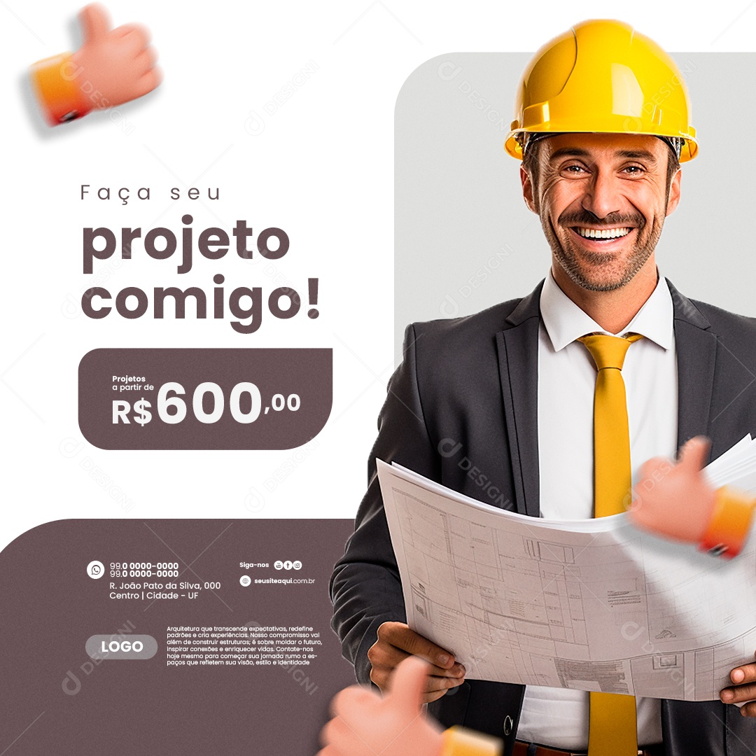 Arquiteto Faça seu projeto comigo Social Media PSD Editável