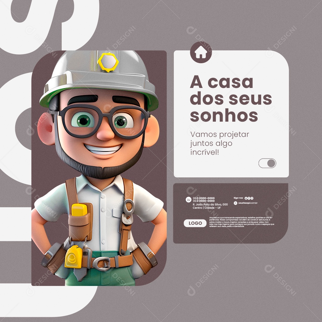 Arquiteto A casa dos seus sonhos Social Media PSD Editável