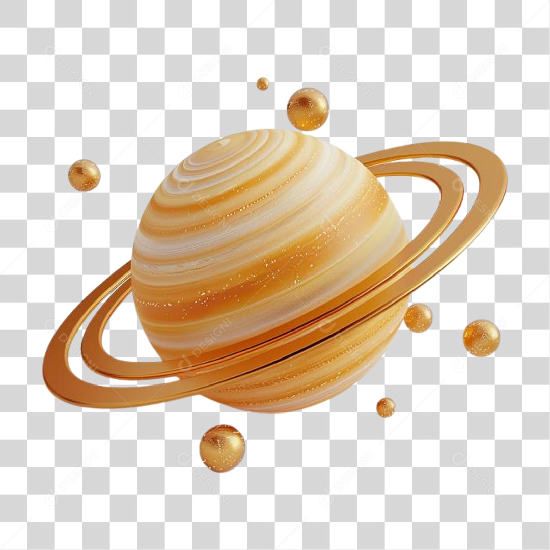 Elemento 3D Saturno PNG Transparente