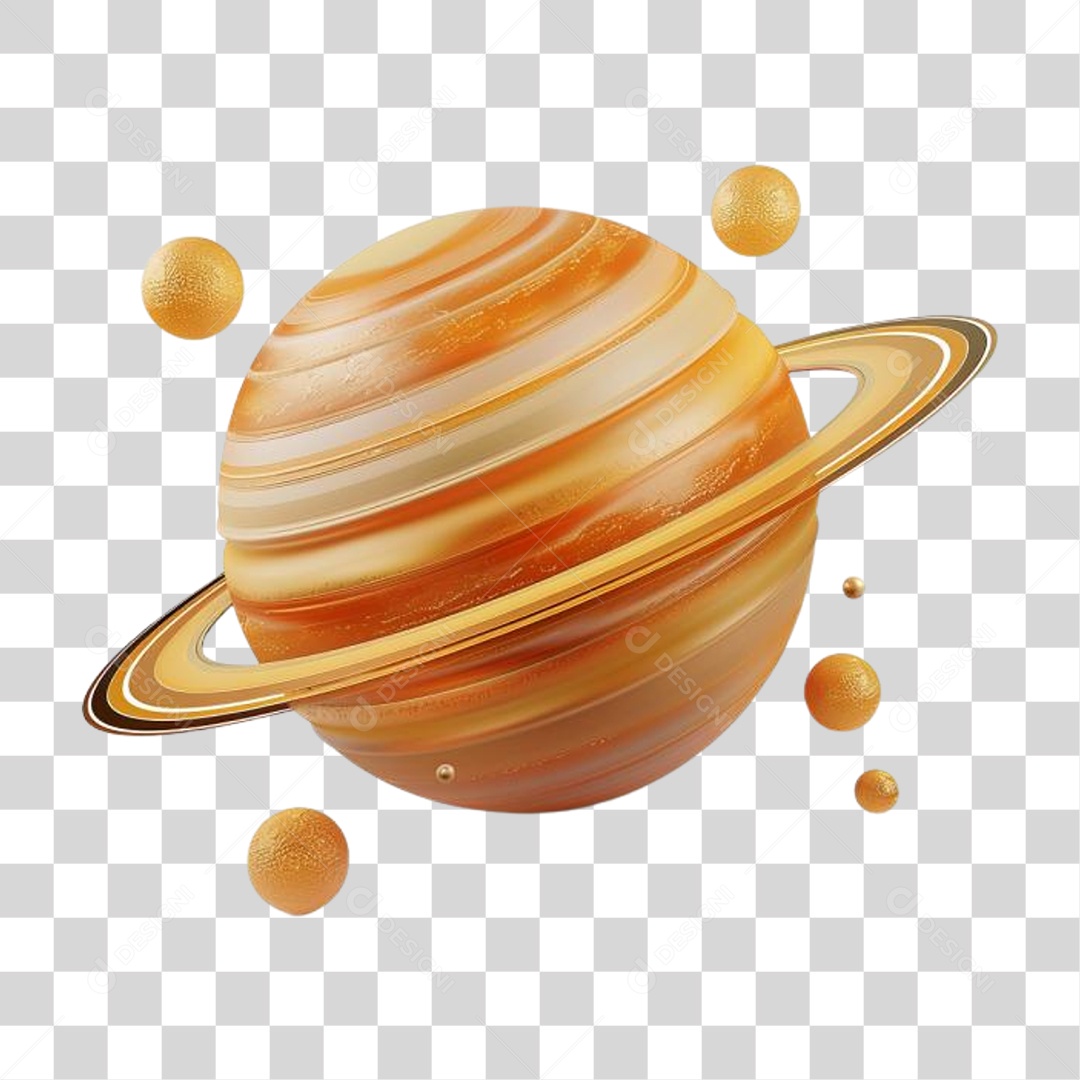 Elemento 3D Saturno PNG Transparente