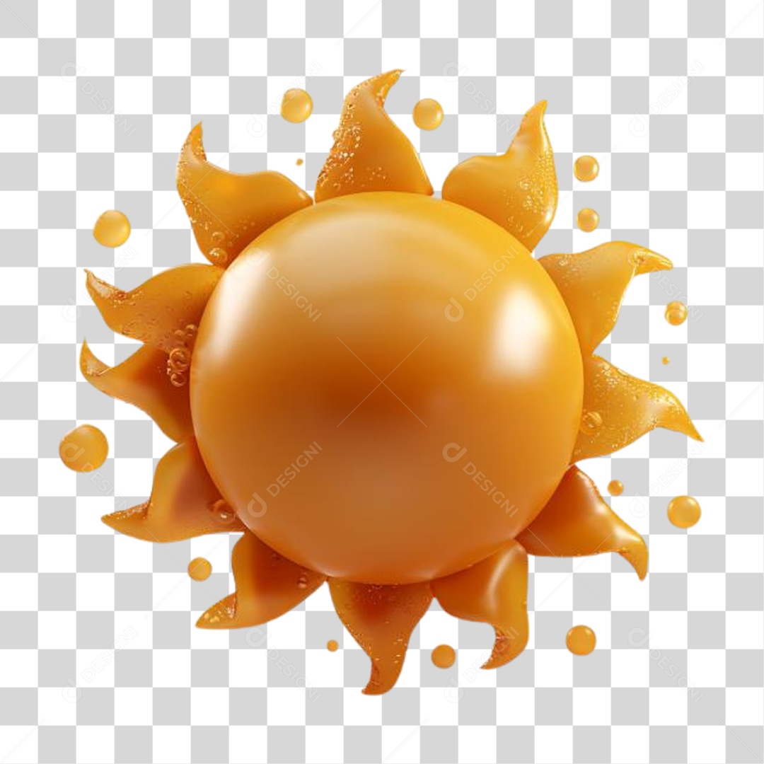 Elemento 3D Sol PNG Transparente