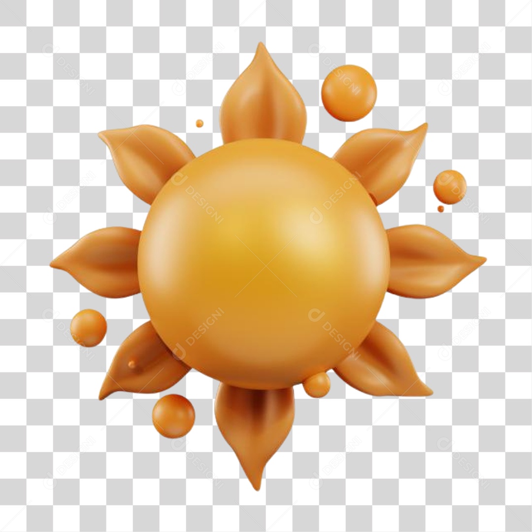 Elemento 3D Sol PNG Transparente