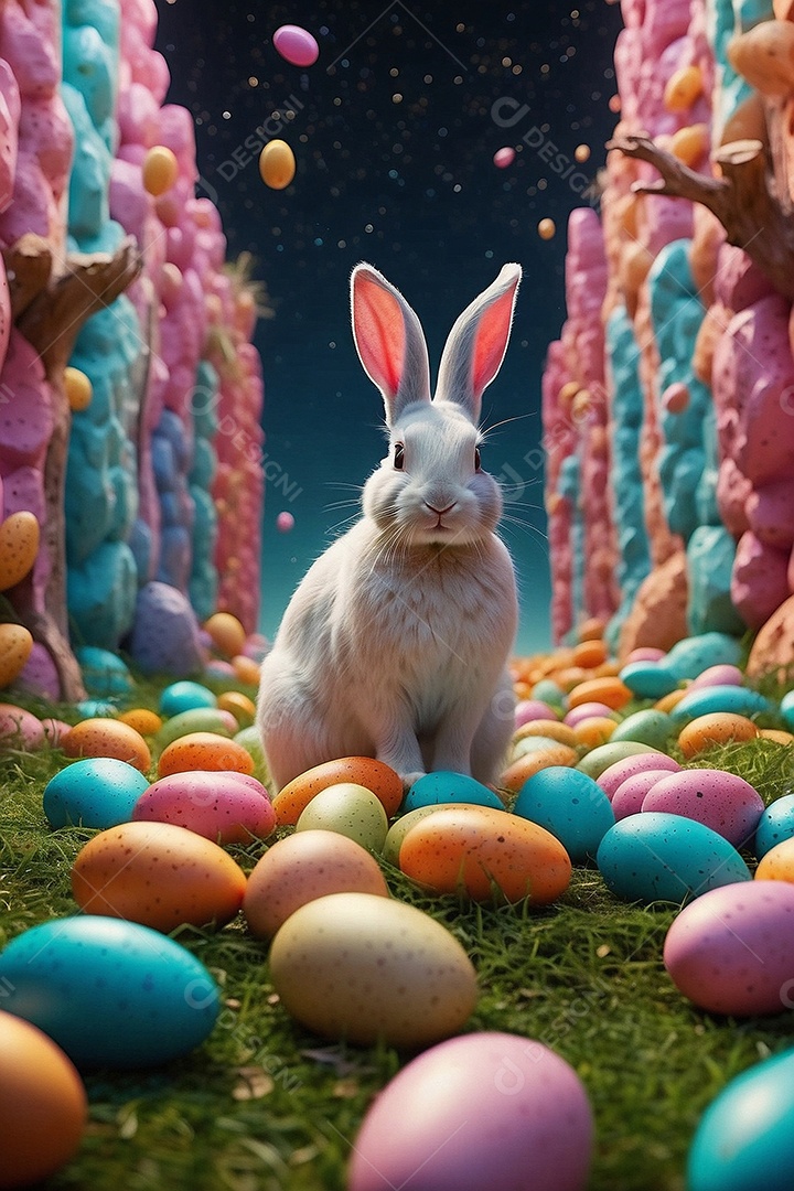 Coelho de Páscoa isolado para mídias sociais ou design