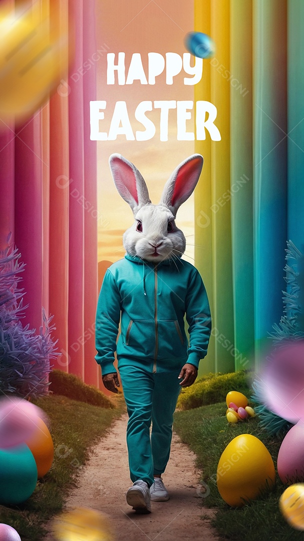 Homem coelho de páscoa isolado para mídias sociais ou design